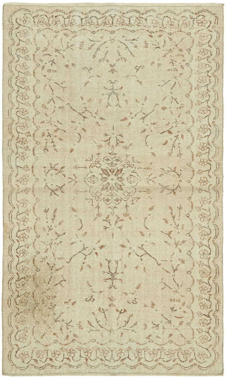 4x7 Beige Turkish Vintage Area Rug - 44942