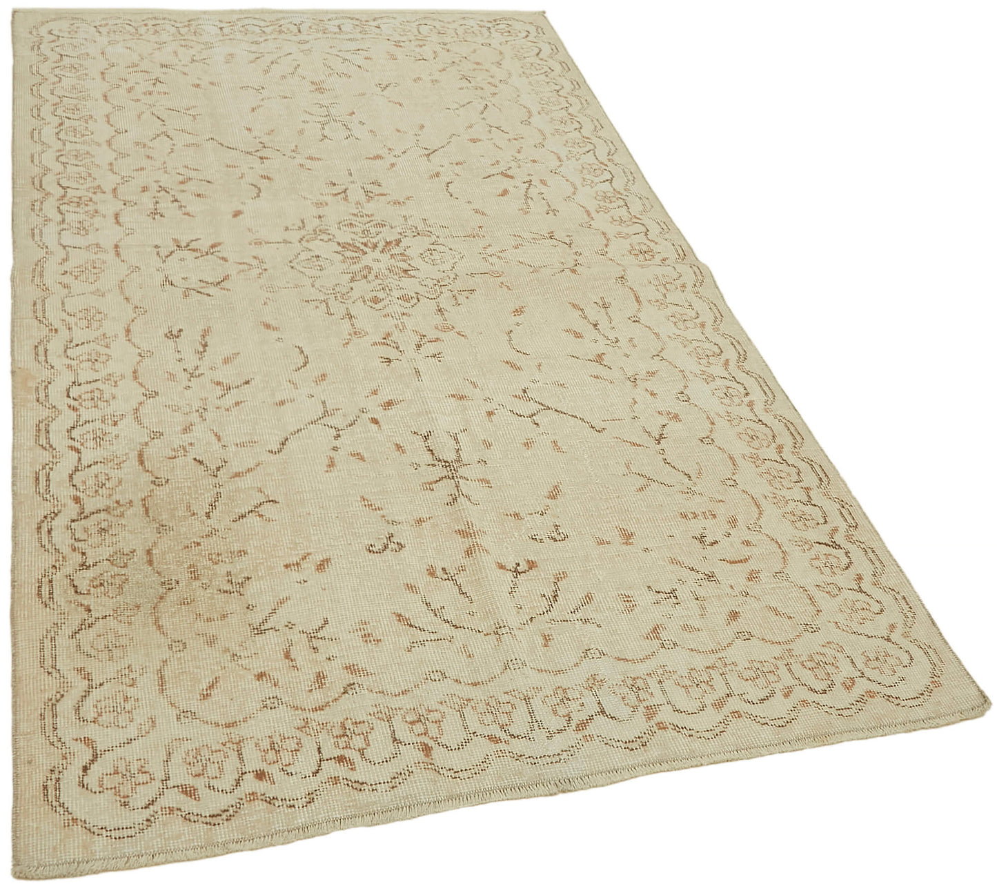 4x7 Beige Turkish Vintage Area Rug - 44942