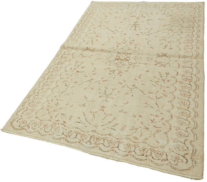 4x7 Beige Turkish Vintage Area Rug - 44942