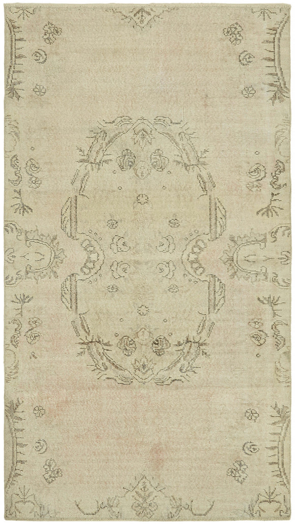 4x7 Beige Turkish Vintage Area Rug - 44943