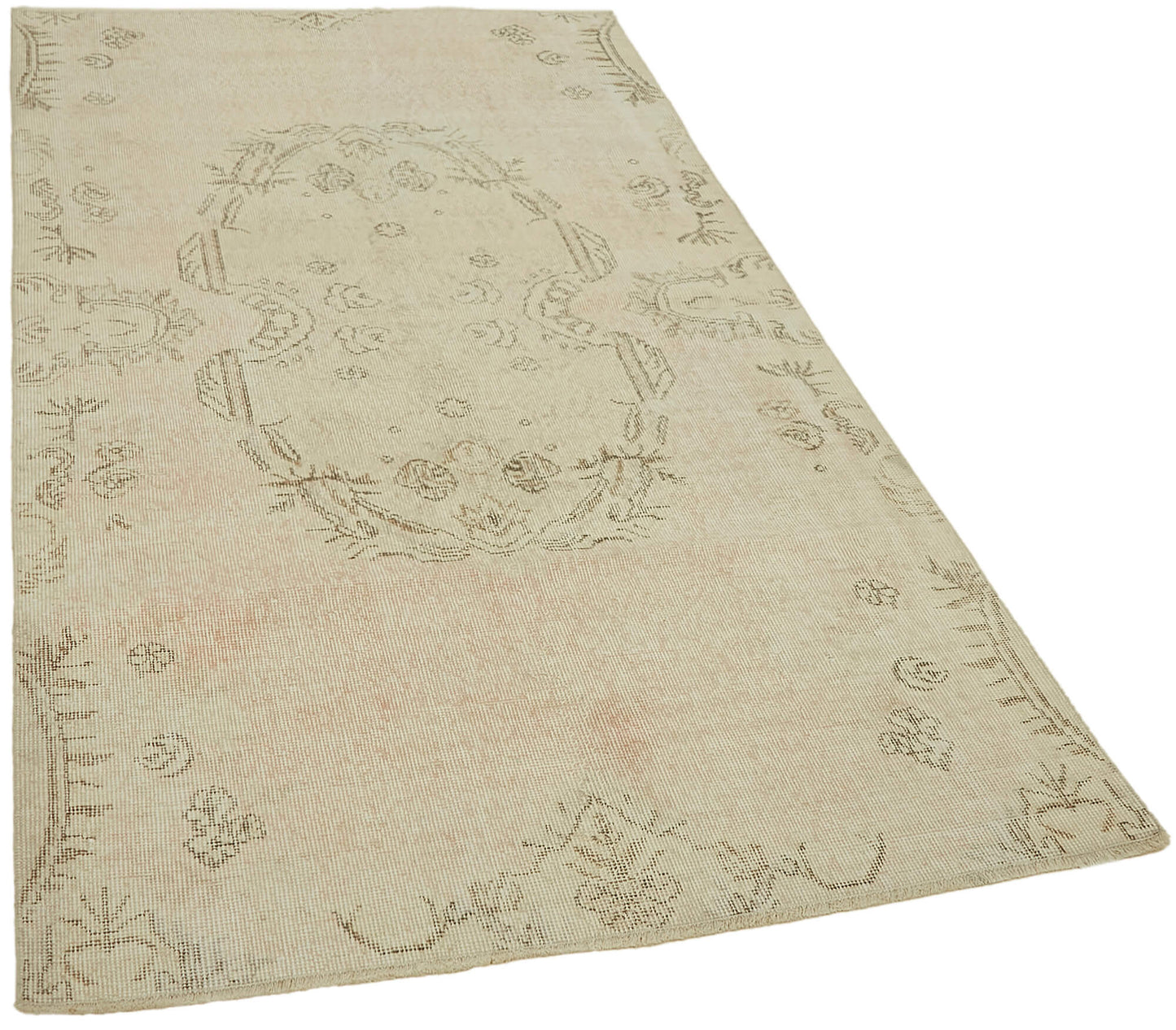 4x7 Beige Turkish Vintage Area Rug - 44943
