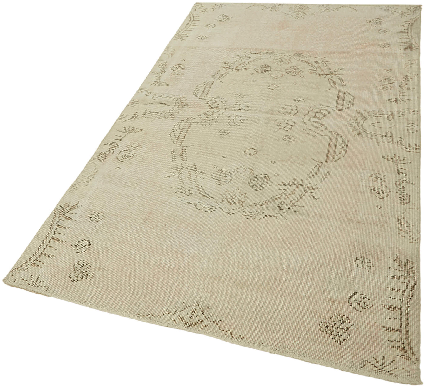 4x7 Beige Turkish Vintage Area Rug - 44943