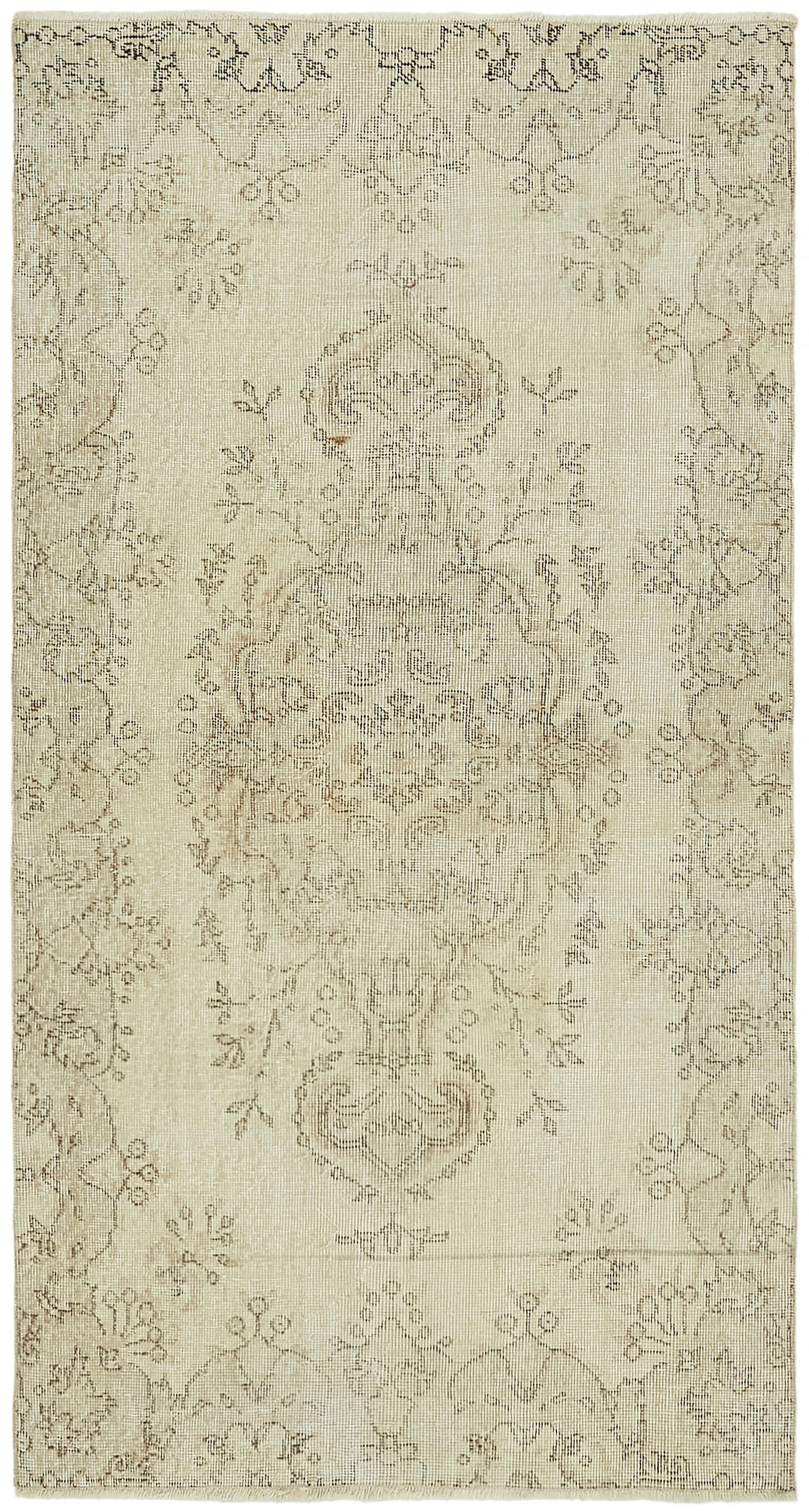 4x7 Beige Turkish Vintage Area Rug - 44944
