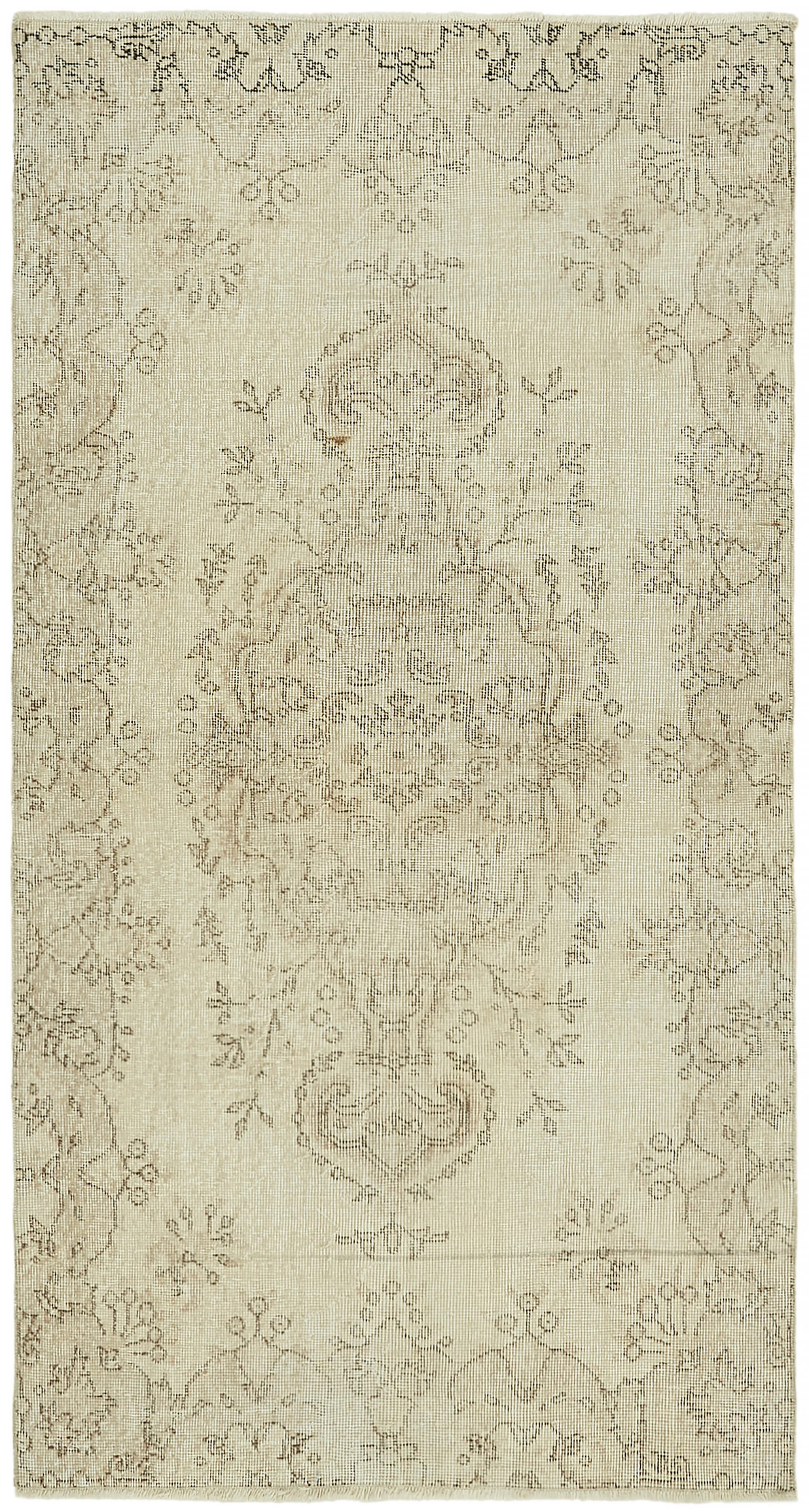 4x7 Beige Turkish Vintage Area Rug - 44944