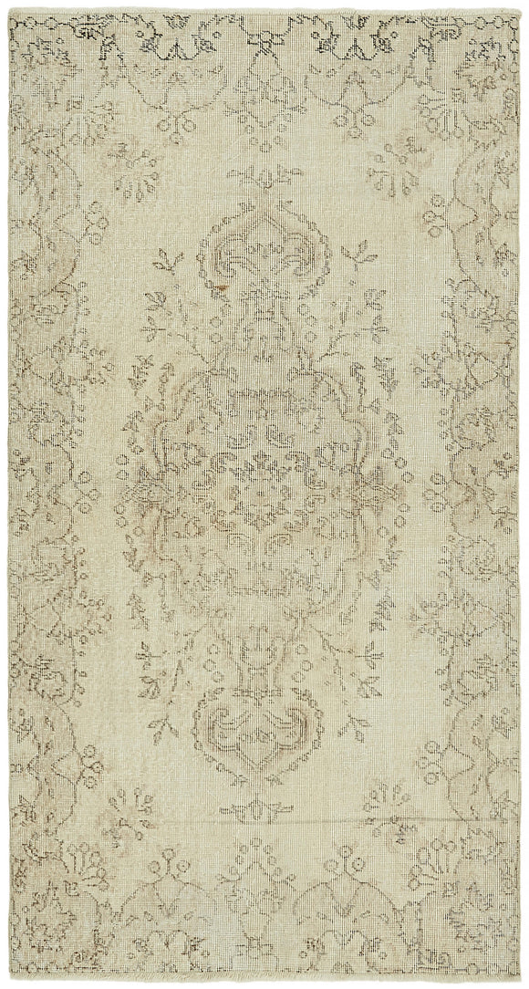 4x7 Beige Turkish Vintage Area Rug - 44944
