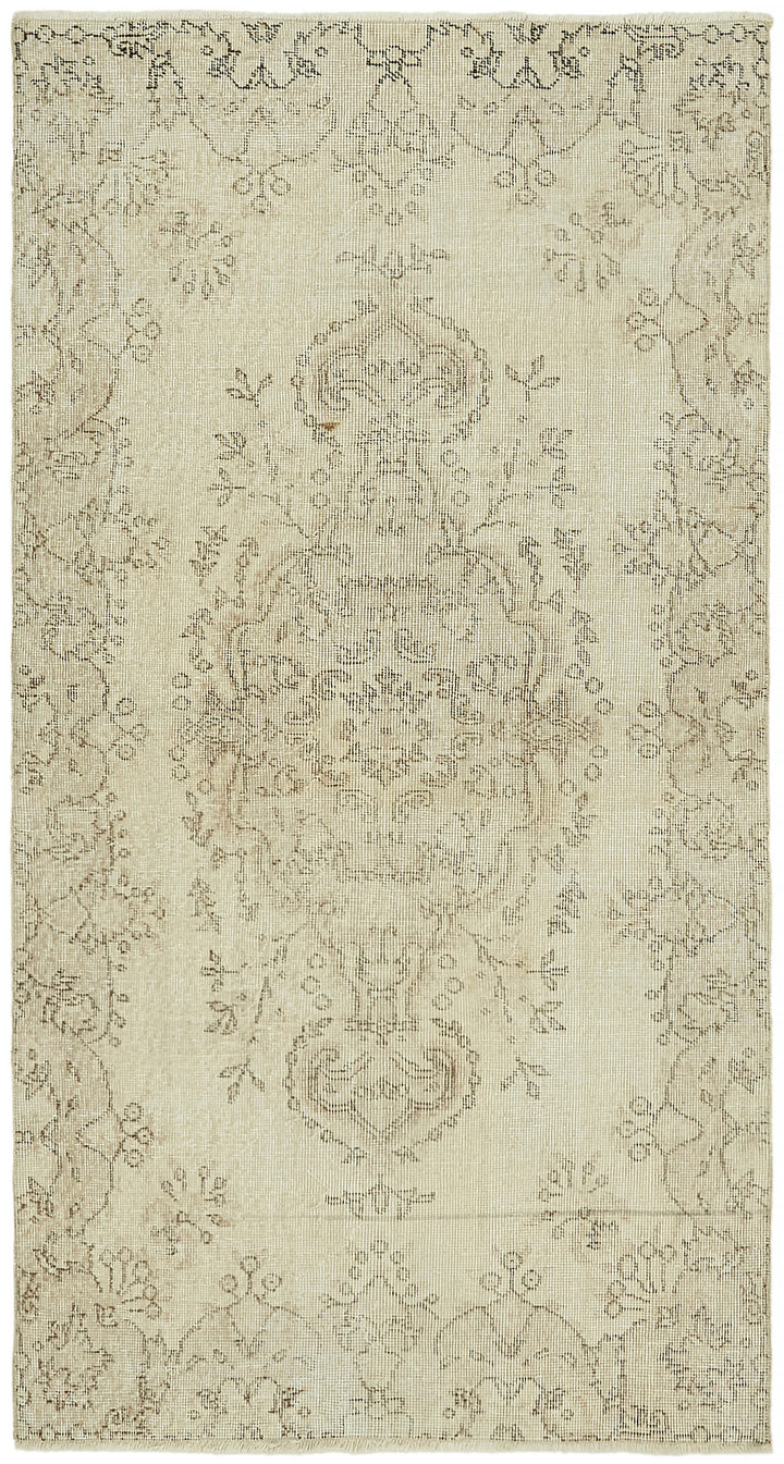 4x7 Beige Turkish Vintage Area Rug - 44944