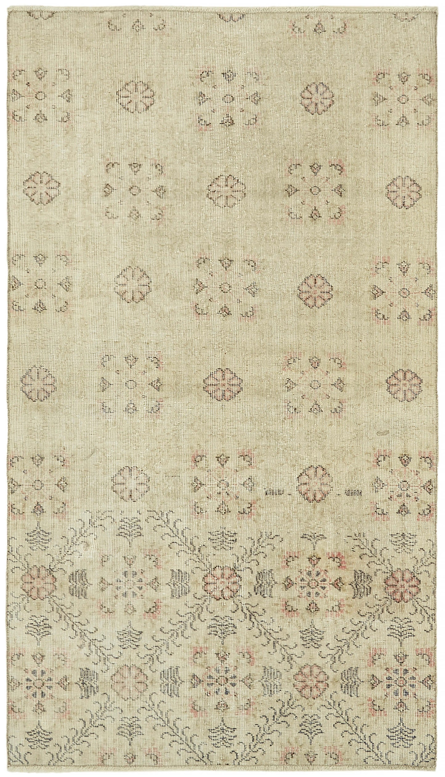 4x7 Beige Turkish Vintage Area Rug - 44950