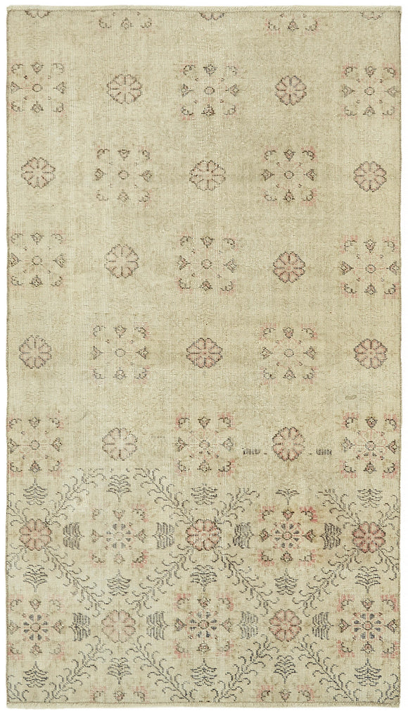 4x7 Beige Turkish Vintage Area Rug - 44950