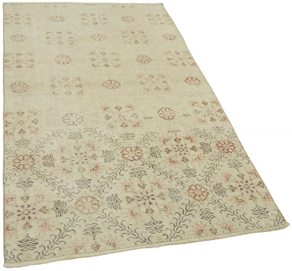 4x7 Beige Turkish Vintage Area Rug - 44950