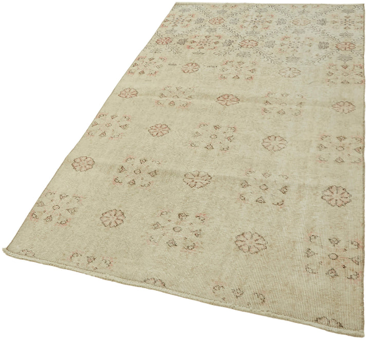 4x7 Beige Turkish Vintage Area Rug - 44950