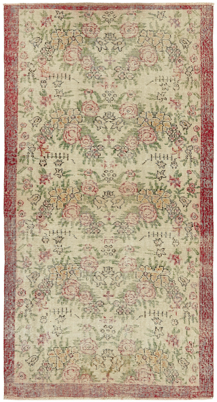 3x6 Beige Turkish Vintage Area Rug - 44953