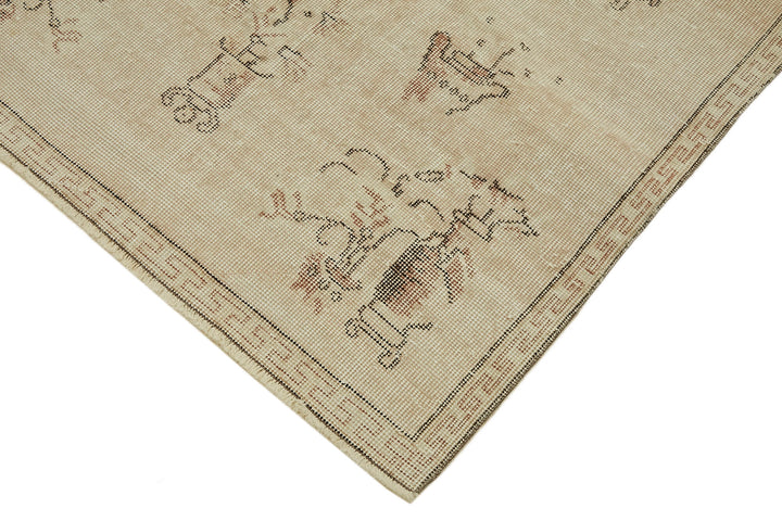 4x7 Beige Turkish Vintage Area Rug - 44954