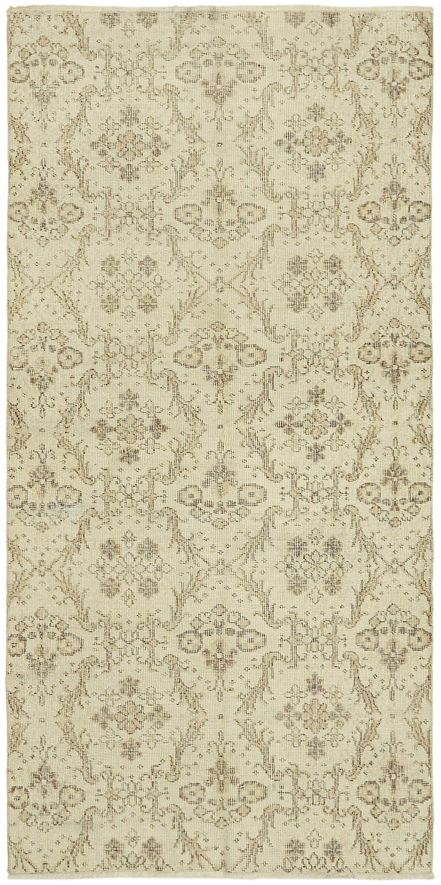 3x7 Beige Turkish Vintage Area Rug - 44958