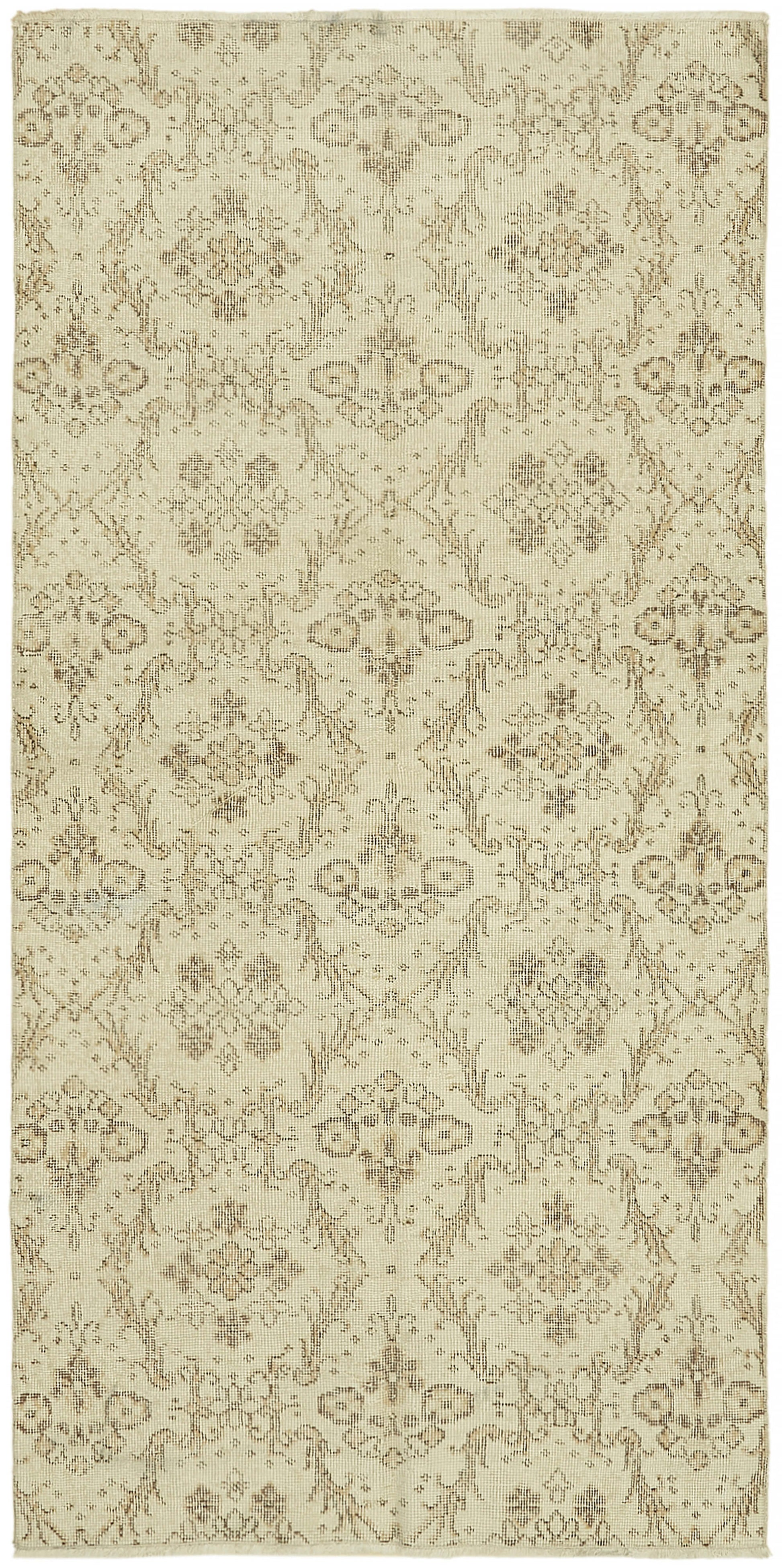 3x7 Beige Turkish Vintage Area Rug - 44958