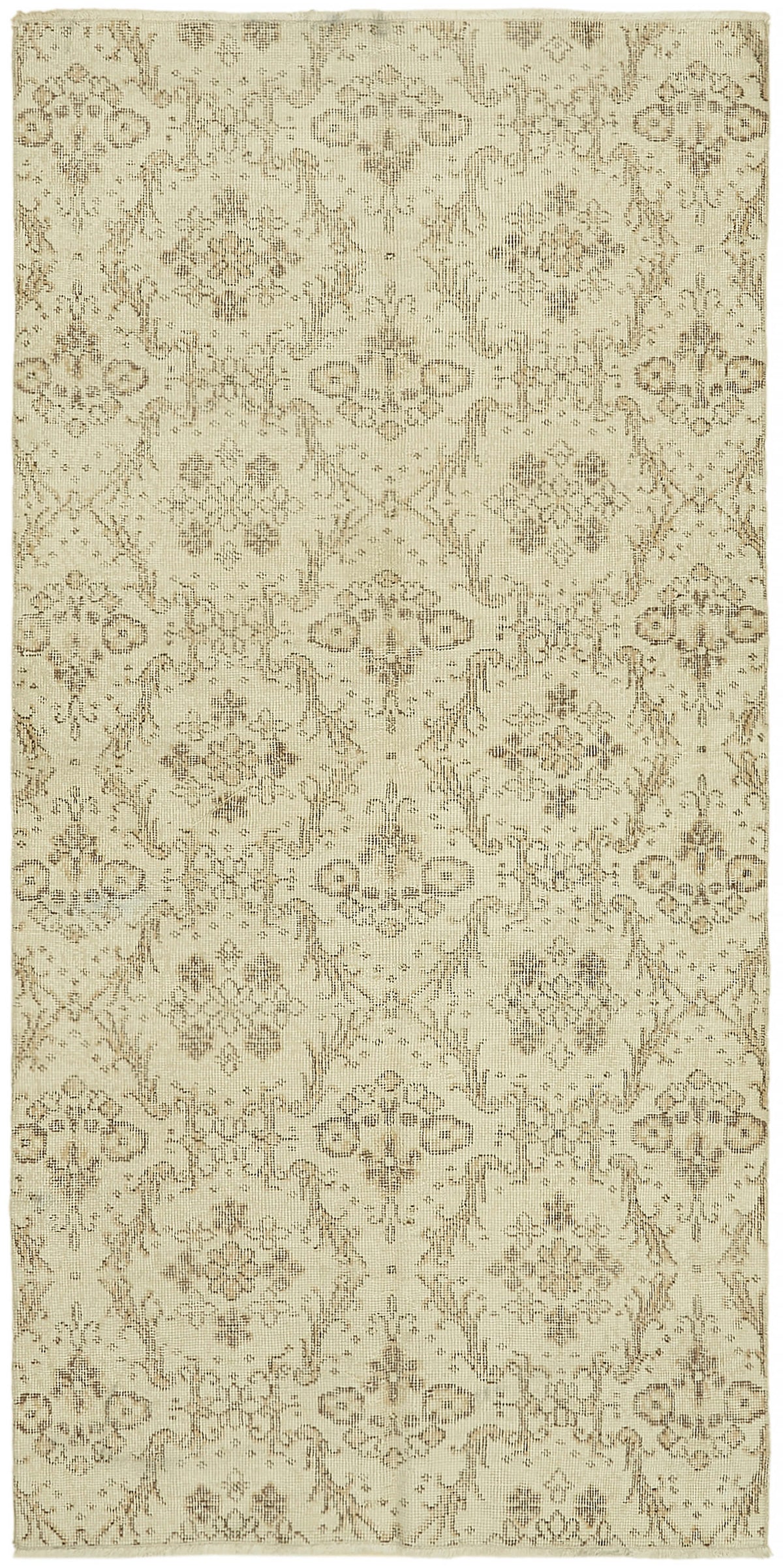 3x7 Beige Turkish Vintage Area Rug - 44958