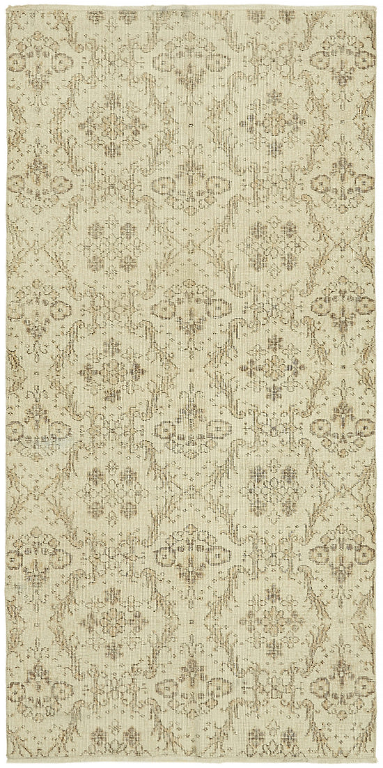 3x7 Beige Turkish Vintage Area Rug - 44958