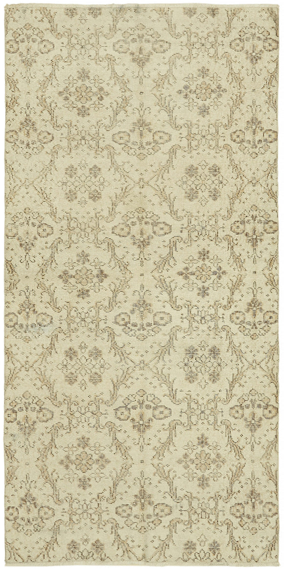 3x7 Beige Turkish Vintage Area Rug - 44958