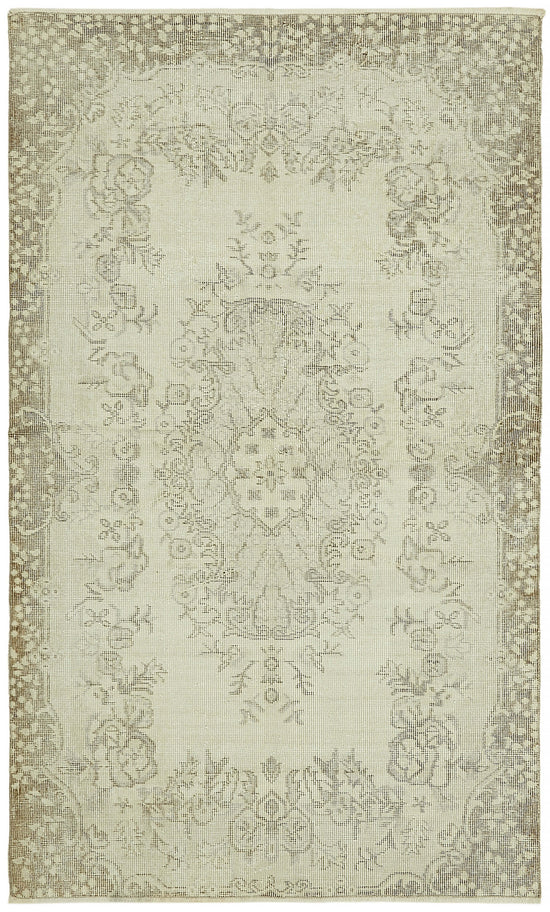 4x6 Beige Turkish Vintage Area Rug - 44962