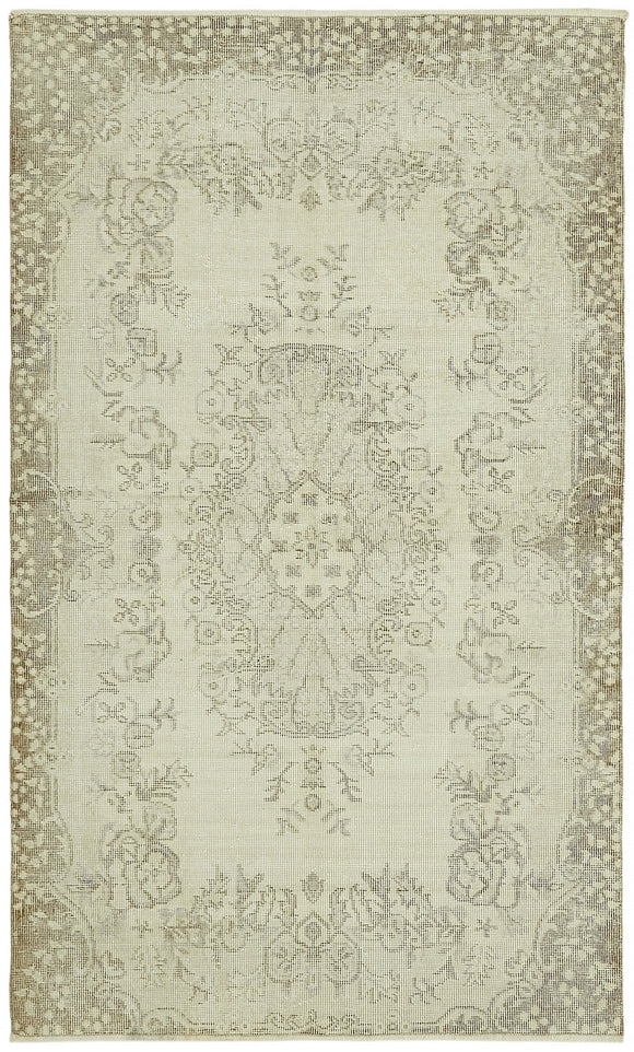 4x6 Beige Turkish Vintage Area Rug - 44962