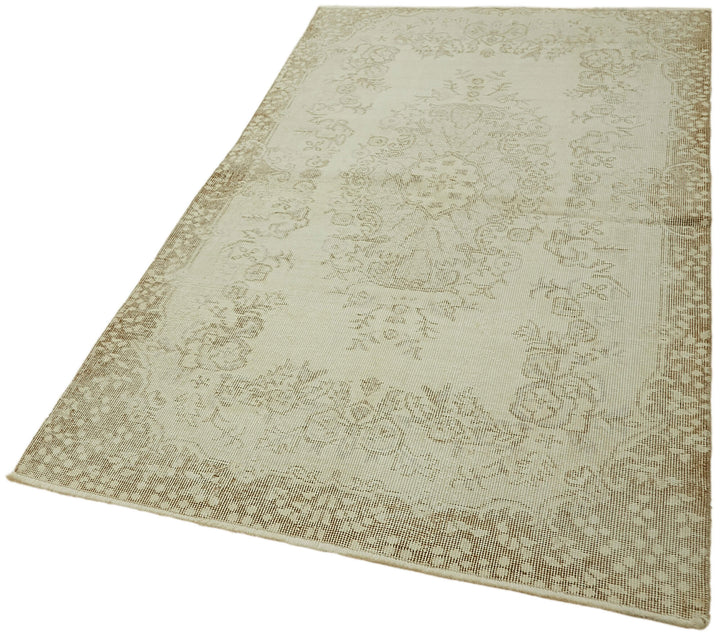 4x6 Beige Turkish Vintage Area Rug - 44962