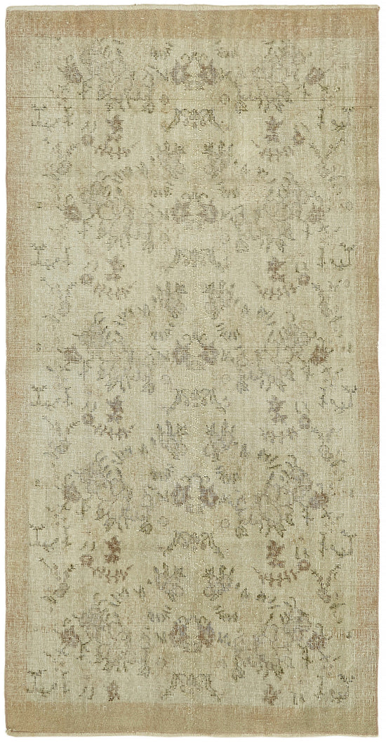 3x7 Beige Turkish Vintage Area Rug - 44963