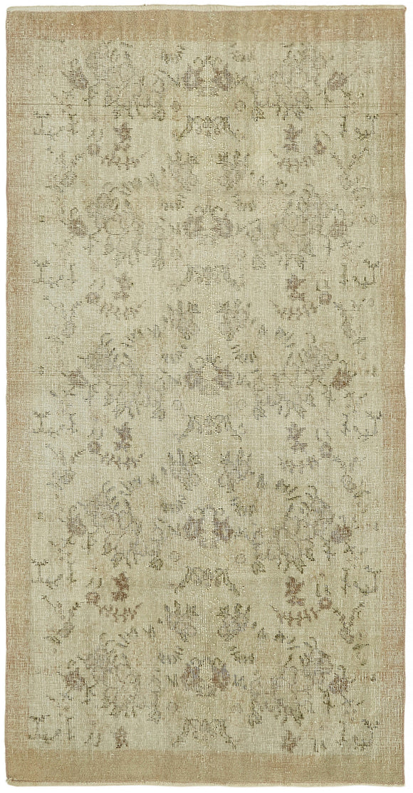 3x7 Beige Turkish Vintage Area Rug - 44963