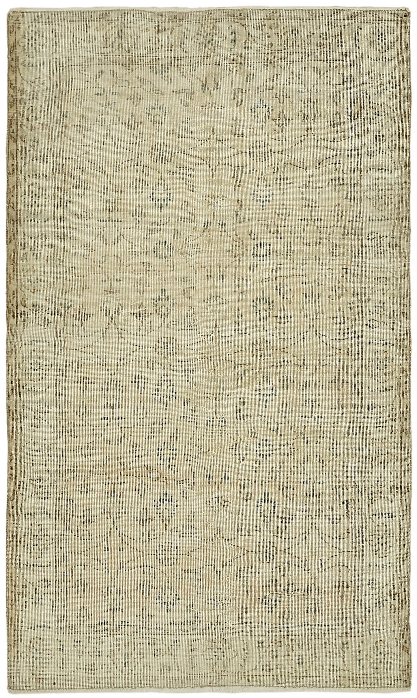 4x6 Beige Turkish Vintage Area Rug - 44967