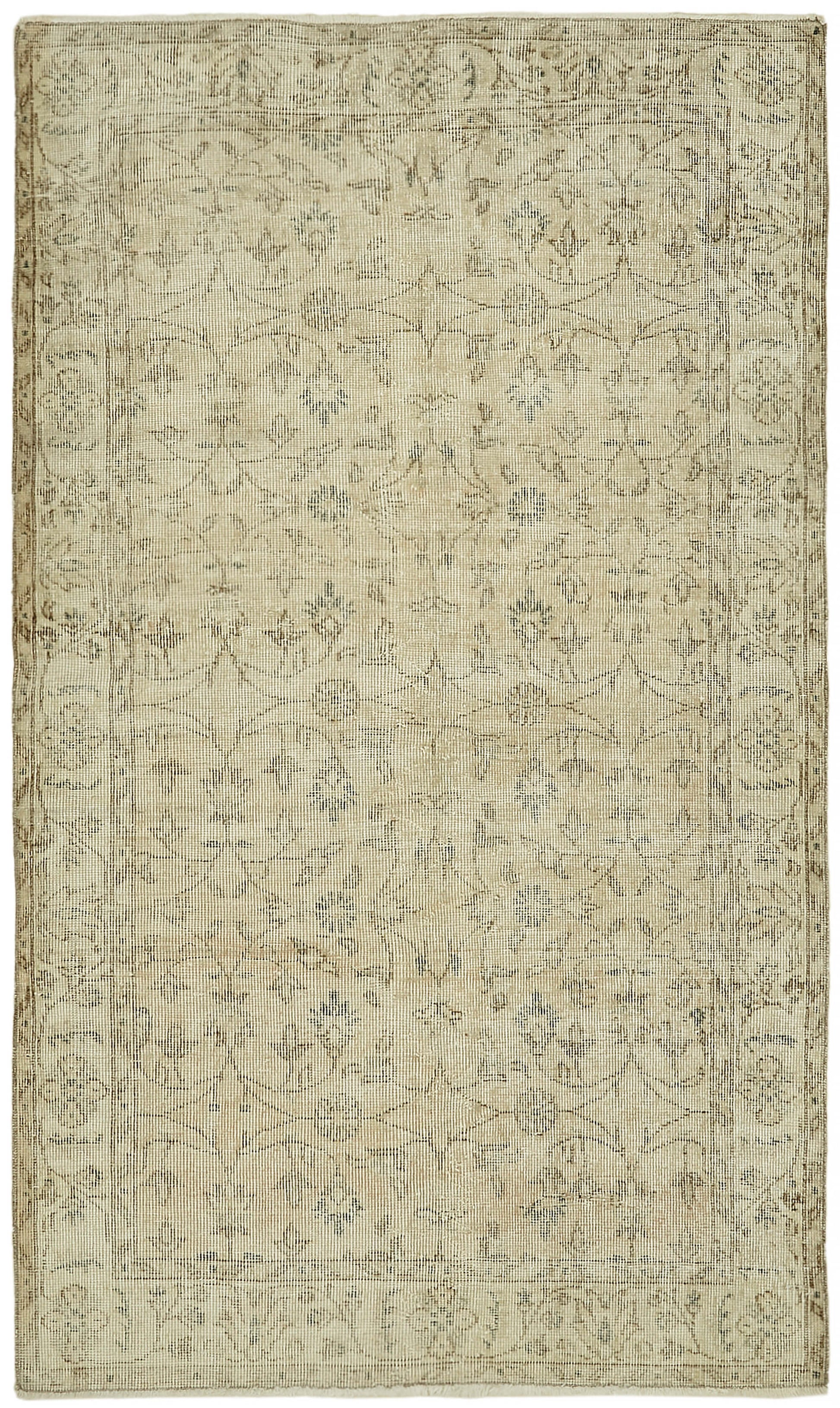 4x6 Beige Turkish Vintage Area Rug - 44967