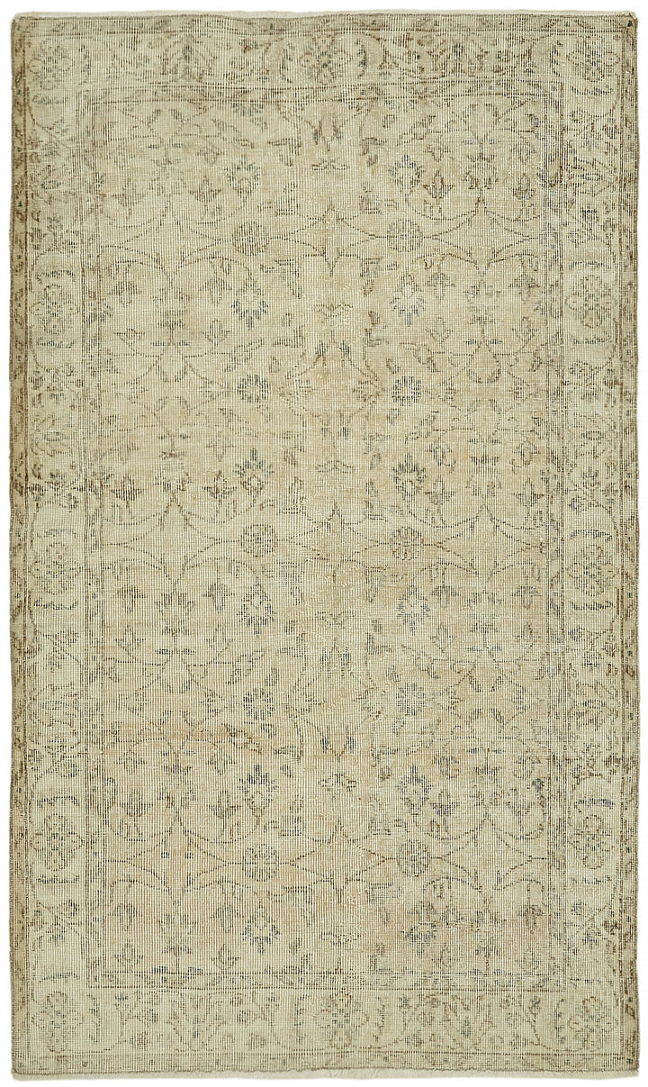 4x6 Beige Turkish Vintage Area Rug - 44967