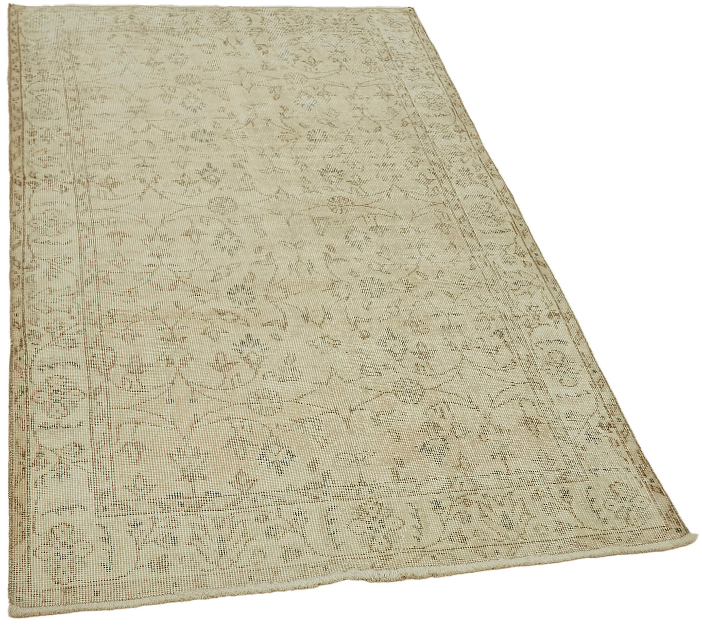 4x6 Beige Turkish Vintage Area Rug - 44967