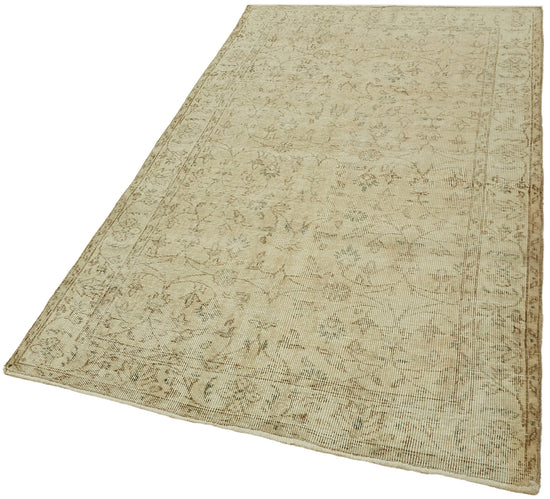 4x6 Beige Turkish Vintage Area Rug - 44967