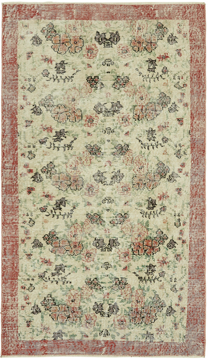 4x6 Beige Turkish Vintage Area Rug - 44975