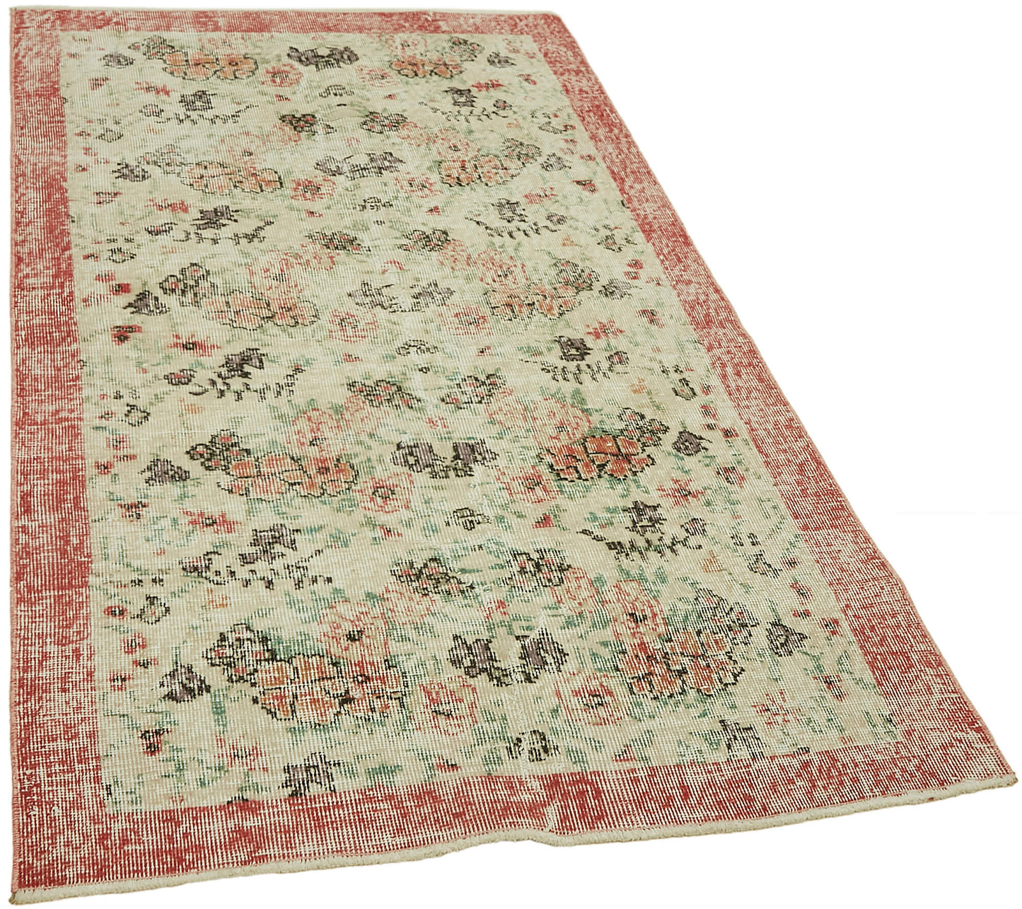 4x6 Beige Turkish Vintage Area Rug - 44975