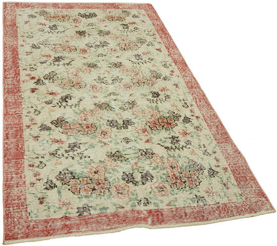 4x6 Beige Turkish Vintage Area Rug - 44975