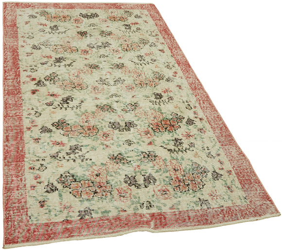 4x6 Beige Turkish Vintage Area Rug - 44975
