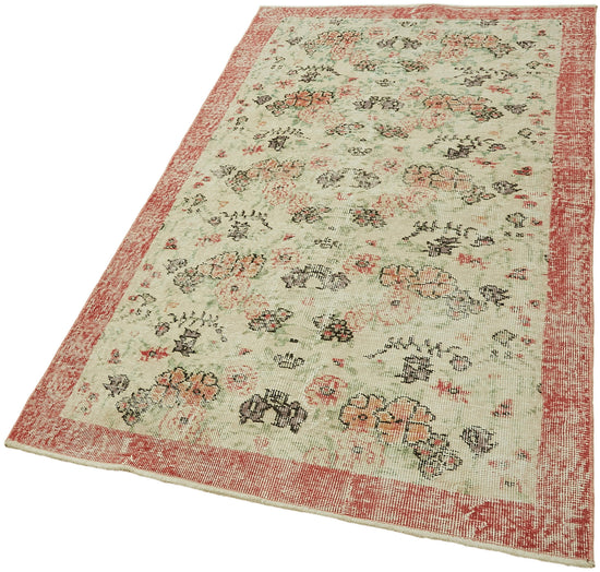 4x6 Beige Turkish Vintage Area Rug - 44975