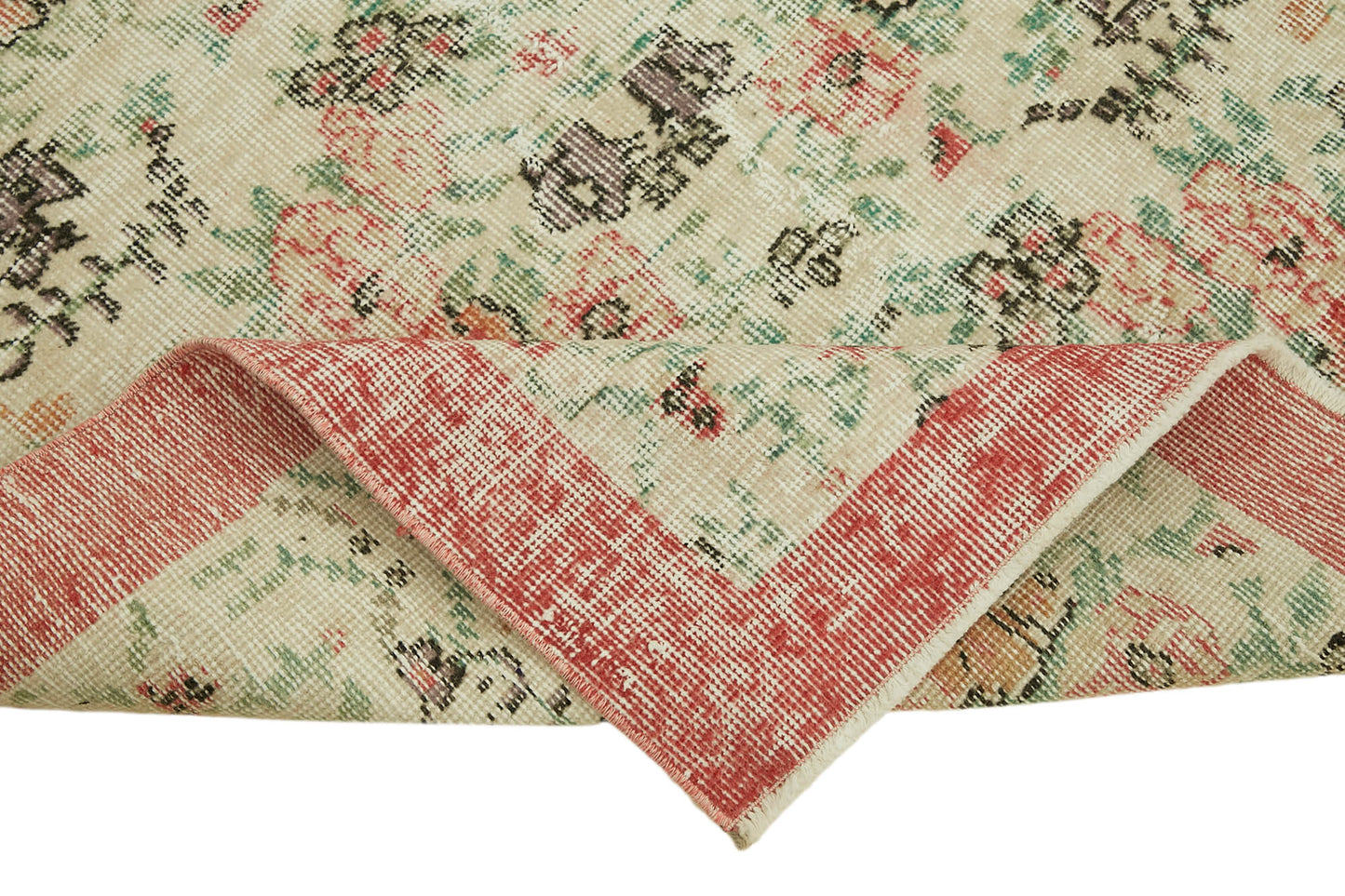 4x6 Beige Turkish Vintage Area Rug - 44975