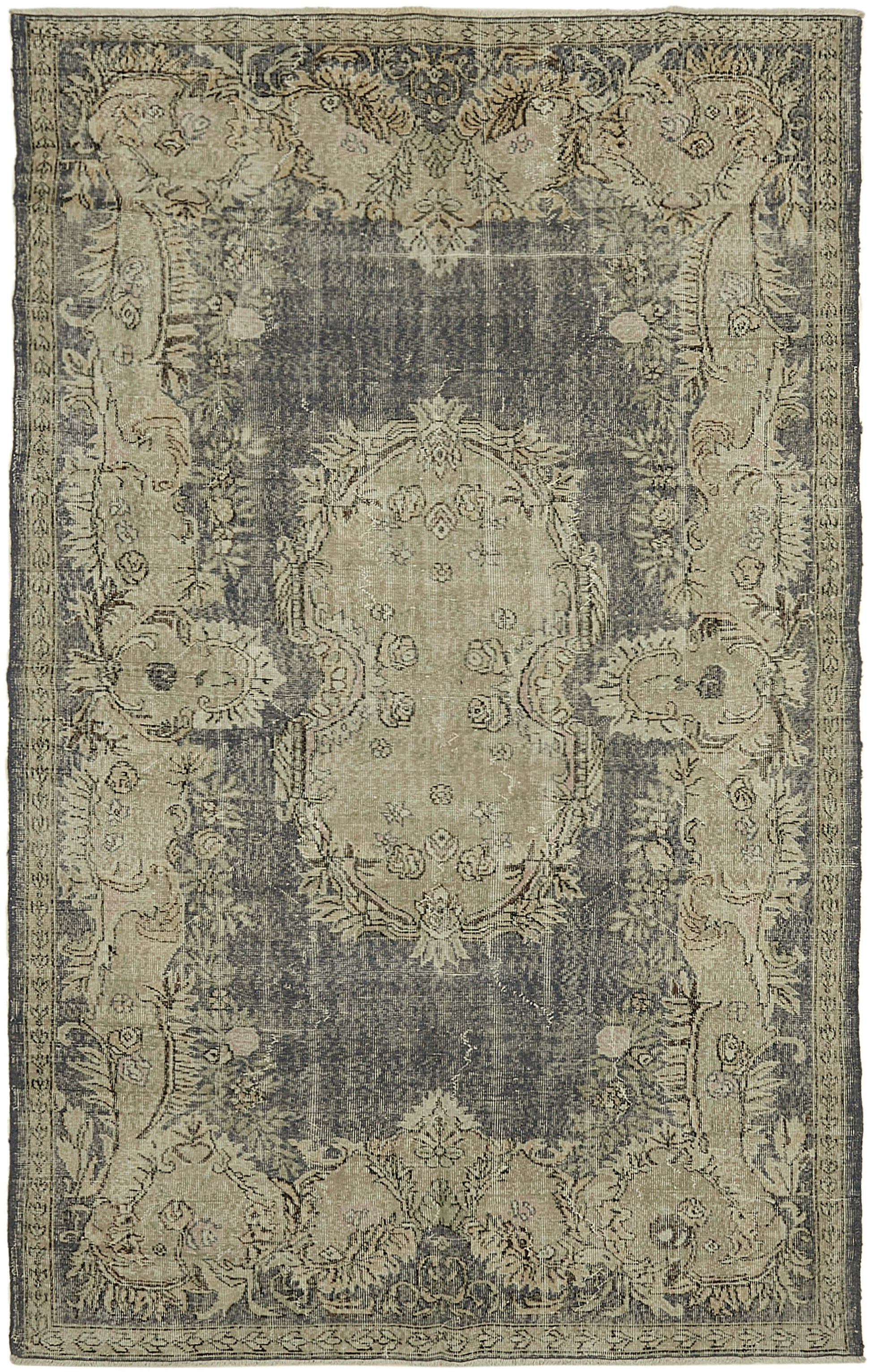 6x10 Beige Turkish Vintage Area Rug - 45548