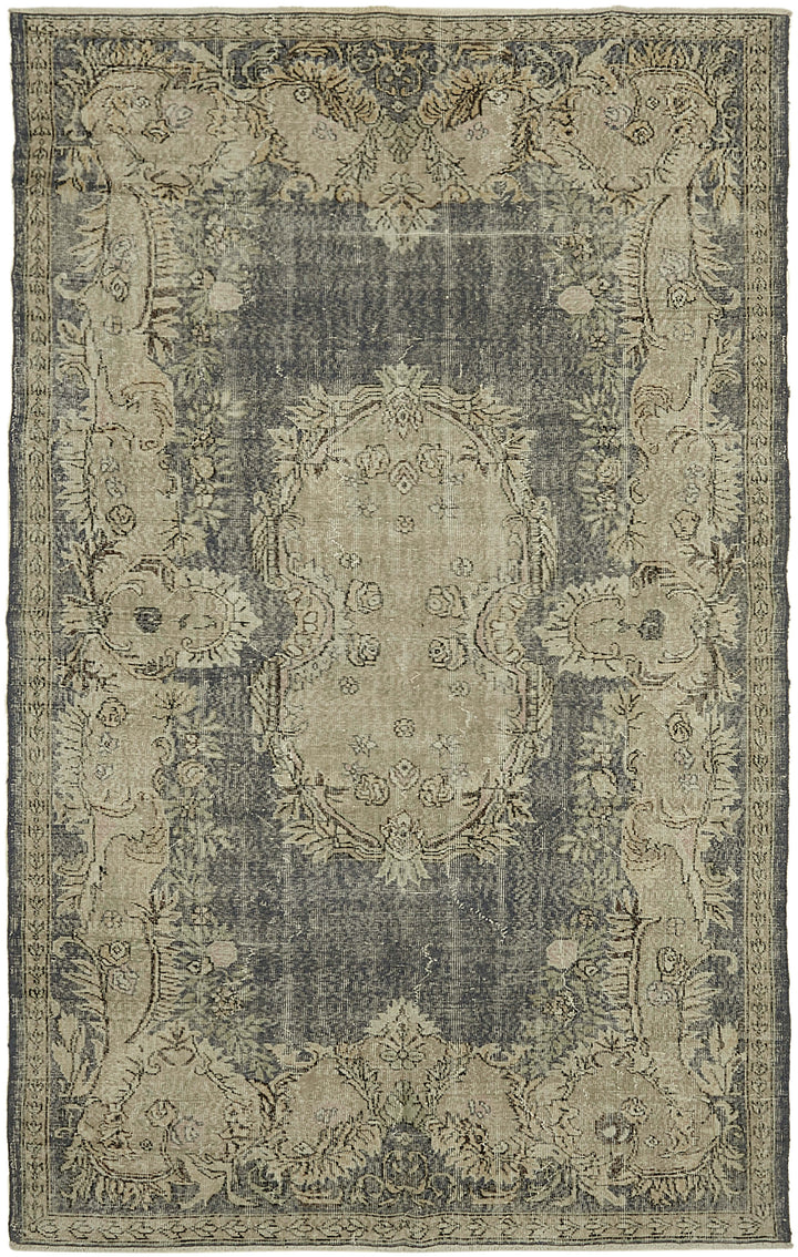 6x10 Beige Turkish Vintage Area Rug - 45548