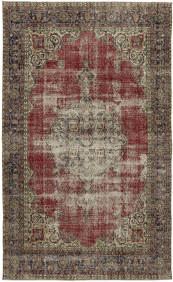 7x11 Beige Turkish Vintage Area Rug - 45549