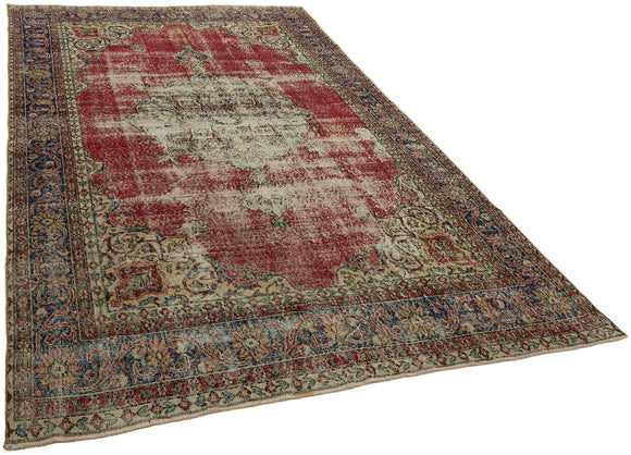 7x11 Beige Turkish Vintage Area Rug - 45549