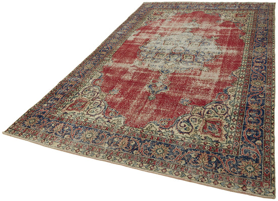 7x11 Beige Turkish Vintage Area Rug - 45549