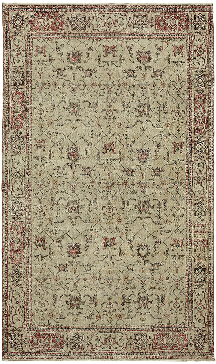 7x11 Beige Turkish Vintage Area Rug - 45553