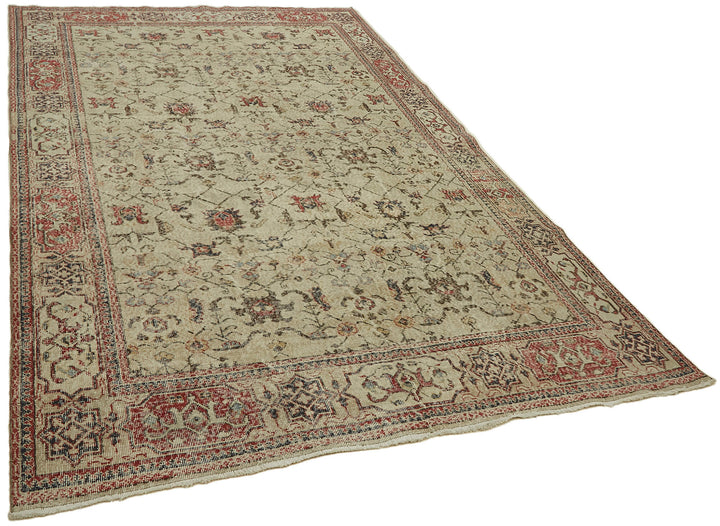 7x11 Beige Turkish Vintage Area Rug - 45553