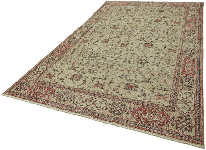 7x11 Beige Turkish Vintage Area Rug - 45553