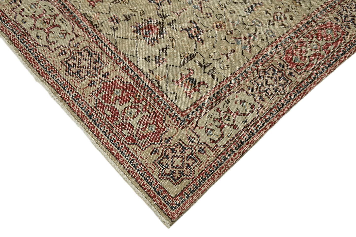 7x11 Beige Turkish Vintage Area Rug - 45553