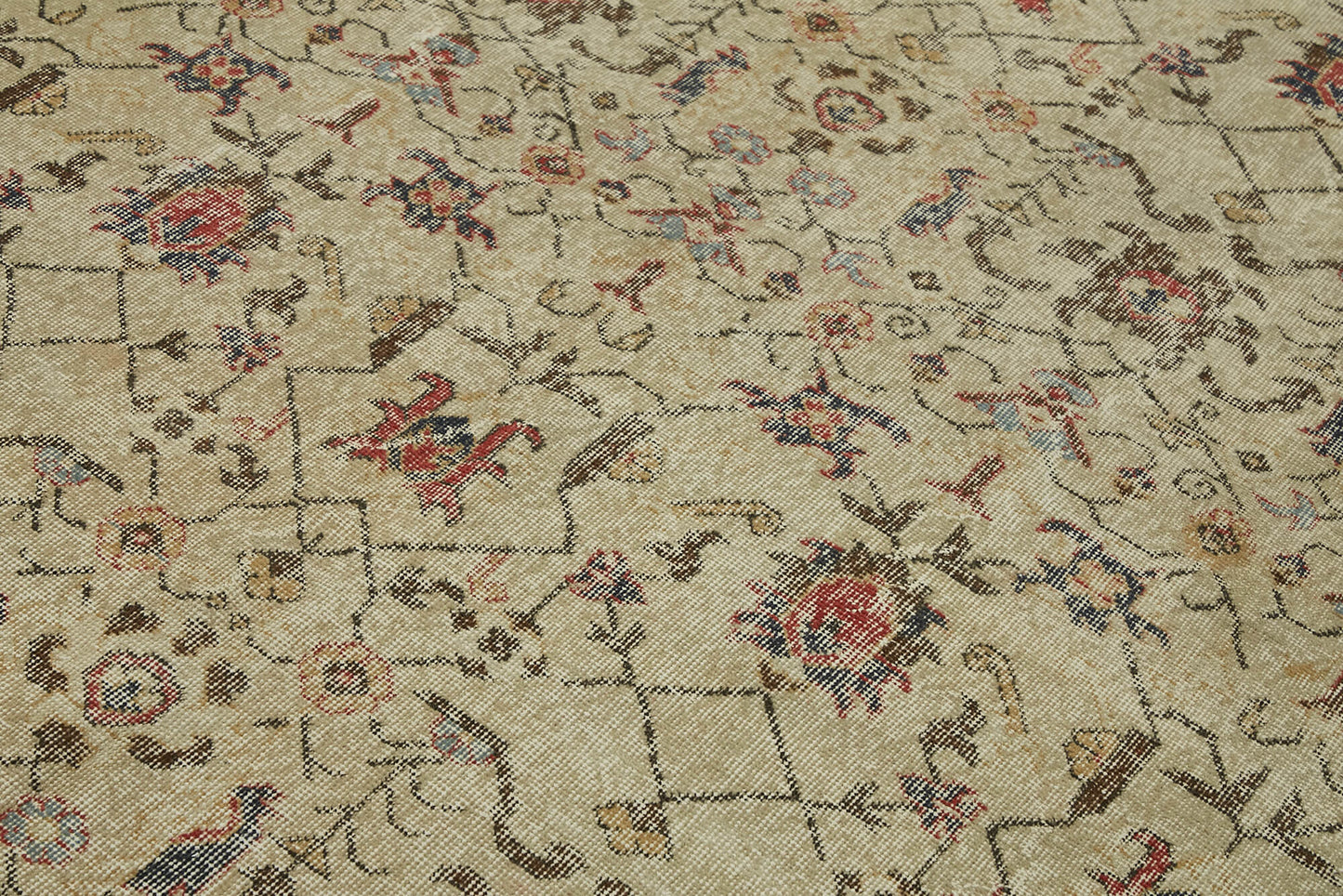 7x11 Beige Turkish Vintage Area Rug - 45553