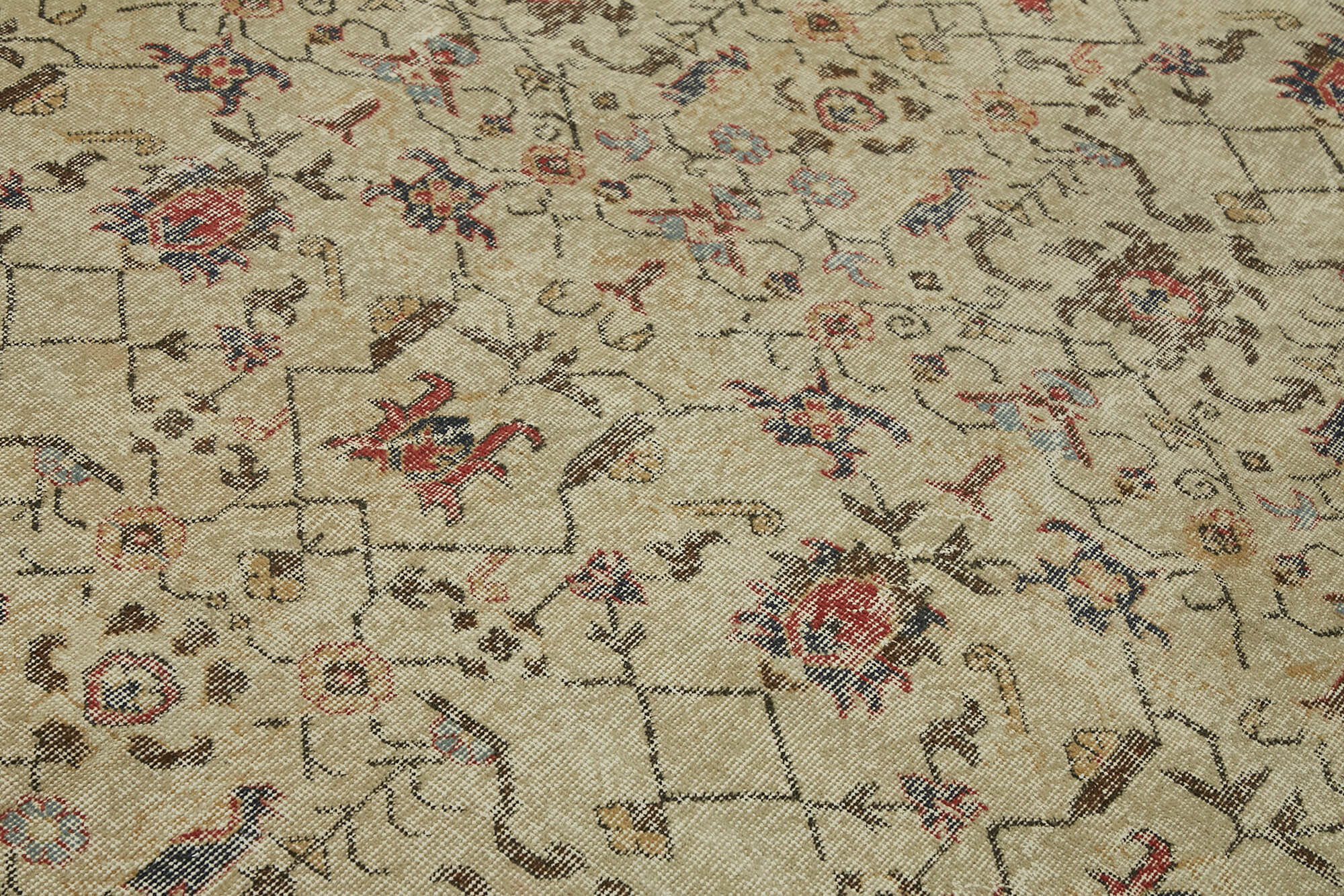7x11 Beige Turkish Vintage Area Rug - 45553