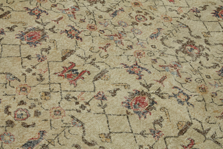 7x11 Beige Turkish Vintage Area Rug - 45553