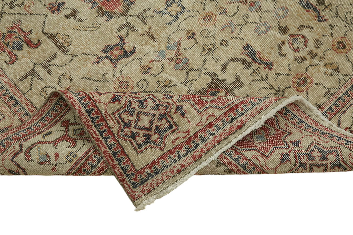 7x11 Beige Turkish Vintage Area Rug - 45553